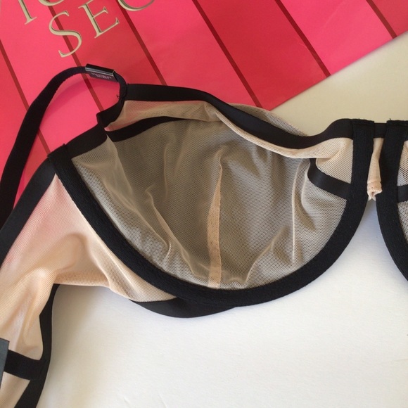 VICTORIA SECRET BLACK NUDE LINED DEMI BRA 34DD NWT - Picture 14 of 16